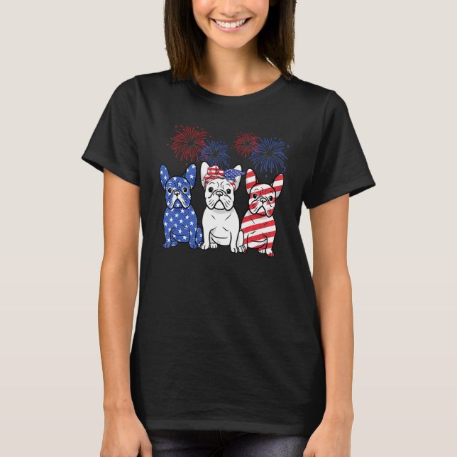 French Bulldog American Flag 4th Of July Independe T-Shirt (Front)