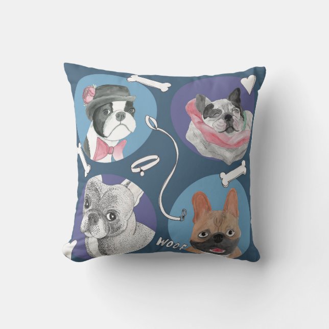 French Bulldog and Boxer Cushion (Front)