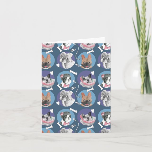 French Bulldog and Boxer Fun Holiday Card (Front)