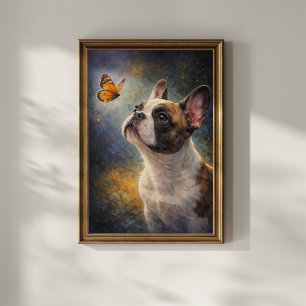 French Bulldog and Butterfly Poster