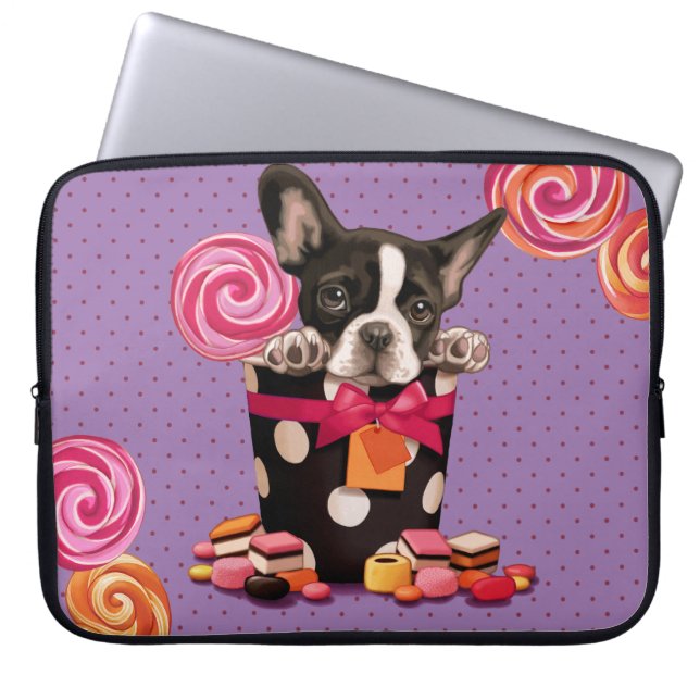 French bulldog and Candy Laptop Sleeve (Front)