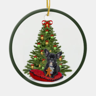 French Bulldog and  Christmas Tree Ornament