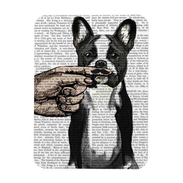 French Bulldog and Finger Moustache Magnet (Vertical)