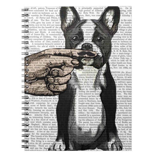 French Bulldog and Finger Moustache Notebook (Front)
