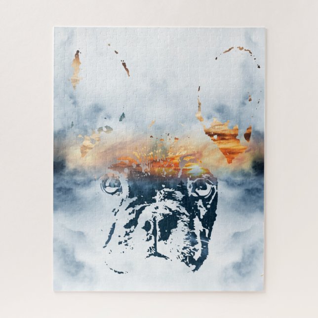 French bulldog and landscape blend abstract design jigsaw puzzle (Vertical)