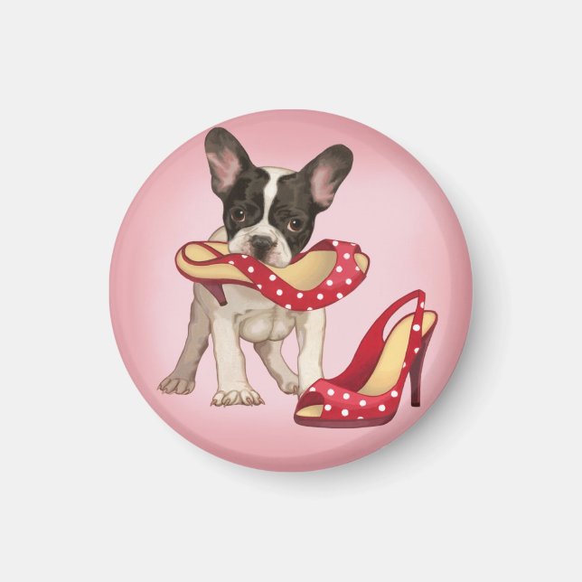 French bulldog and polka dot shoe magnet (Front)