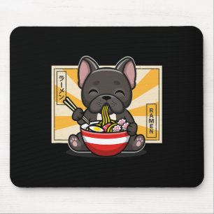 French Bulldog Anime Eating Noodle  Mouse Pad