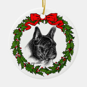 French Bulldog Art by Glenda S. Harlan Ceramic Ornament