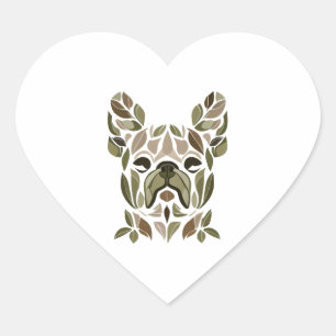 French Bulldog Art Heart Sticker