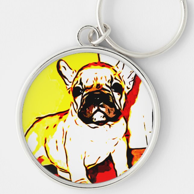 French Bulldog Art Key Ring (Front)