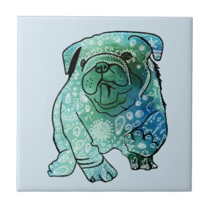 French Bulldog Art Mandala  Ceramic Photo Tile