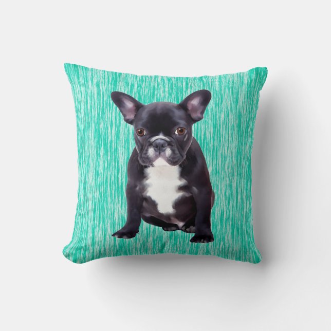 French Bulldog Art Portrait Cushion (Front)