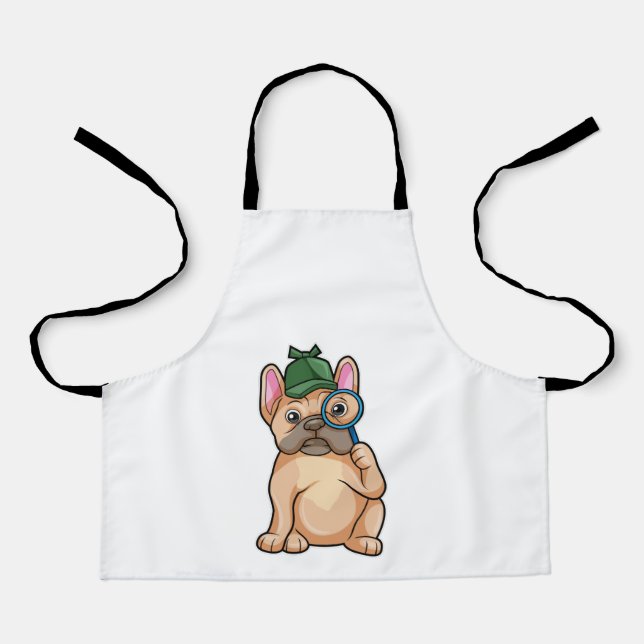 French bulldog as Detective with Magnifying glass Apron (Front)