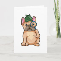 French bulldog as Detective with Magnifying glass