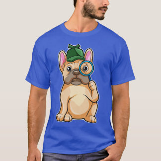 French bulldog as Detective with Magnifying glass T-Shirt