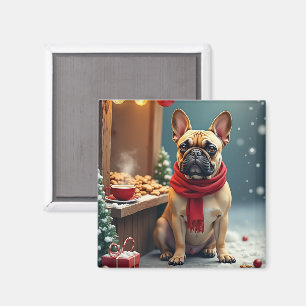 French Bulldog at Vintage Christmas Market Magnet