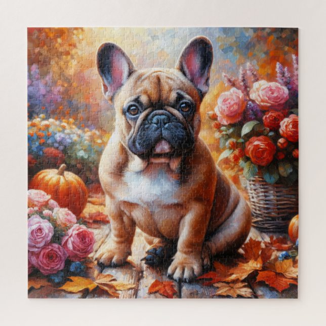 French Bulldog Autumn Garden Jigsaw Puzzle (Vertical)