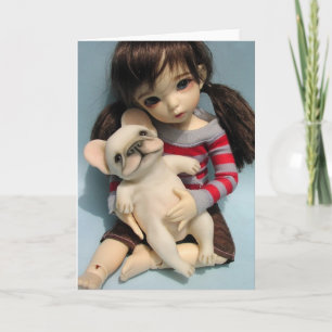 French Bulldog Baby Doll Sculture 2 Card