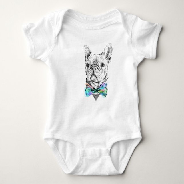 french bulldog baby onsie baby bodysuit (Front)