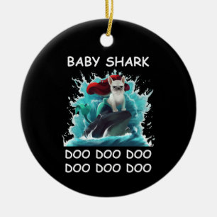 French Bulldog Baby Shark Doo Doo Doo Ceramic Ornament