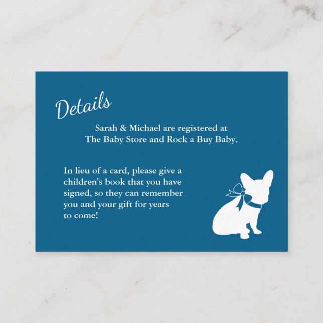 French Bulldog Baby Shower Enclosure Card (Front)