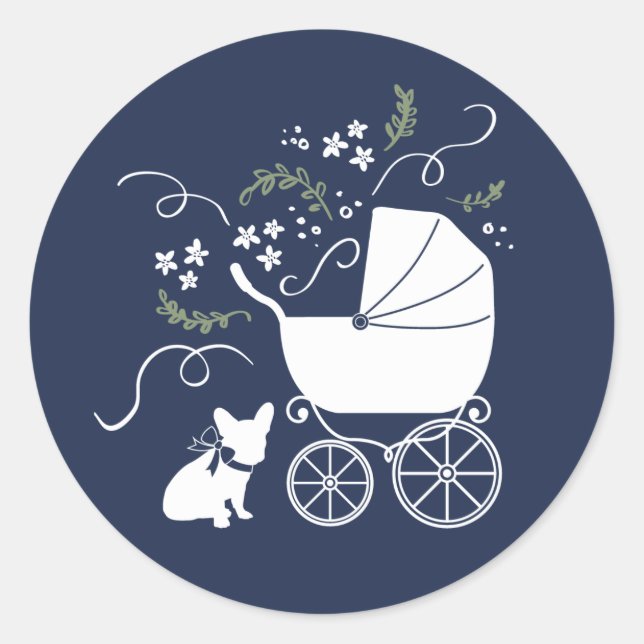 French Bulldog Baby Shower Envelope Seal Sticker (Front)
