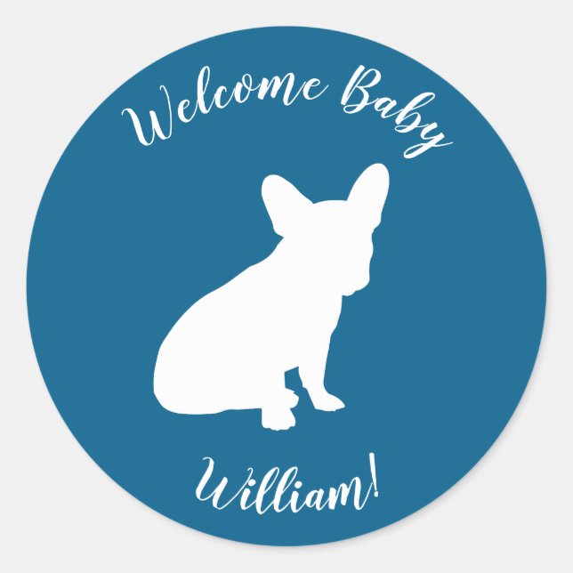 French Bulldog Baby Shower Frenchie Frenchy Classic Round Sticker (Front)