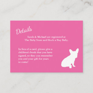French Bulldog Baby Shower Frenchie Pink Enclosure Card
