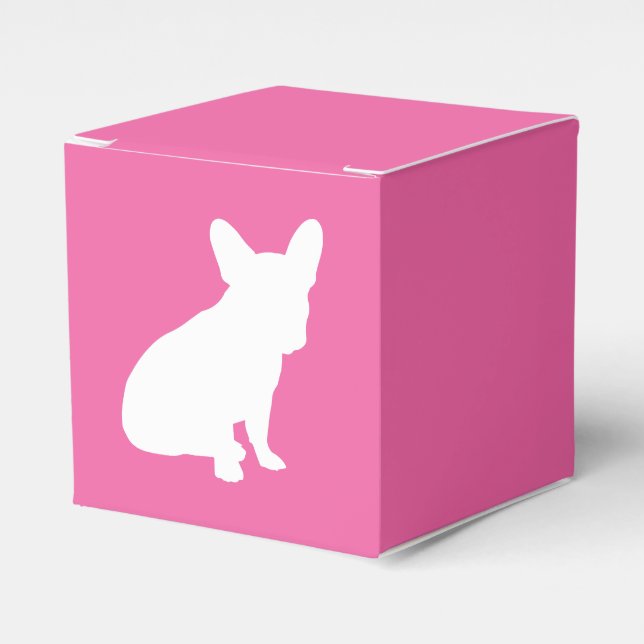 French Bulldog Baby Shower Frenchie Pink Favour Box (Front Side)