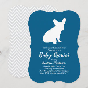 French Bulldog Baby Shower Frenchy Frenchie Blue Invitation