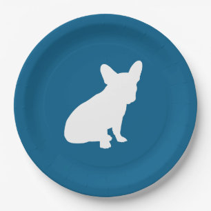 French Bulldog Baby Shower Frenchy Frenchie Blue Paper Plate
