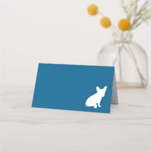 French Bulldog Baby Shower Frenchy Frenchie Blue Place Card