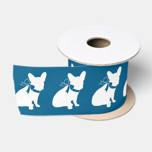 French Bulldog Baby Shower Frenchy Frenchie Blue Satin Ribbon