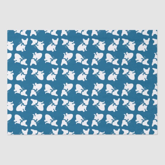 French Bulldog Baby Shower Frenchy Frenchie Blue Tissue Paper (Front)