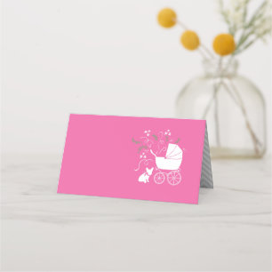 French Bulldog Baby Shower Frenchy Frenchie Pink Place Card