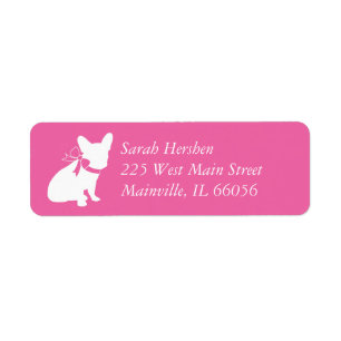 French Bulldog Baby Shower Frenchy Frenchie Pink Return Address Label