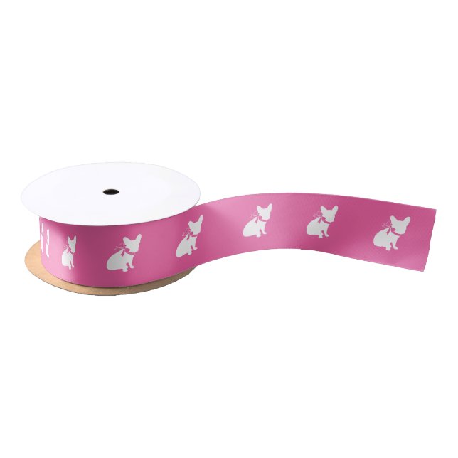 French Bulldog Baby Shower Frenchy Frenchie Pink Satin Ribbon (Spool)