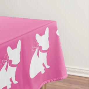 French Bulldog Baby Shower Frenchy Frenchie Pink Tablecloth