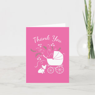 French Bulldog Baby Shower Frenchy Frenchie Pink Thank You Card
