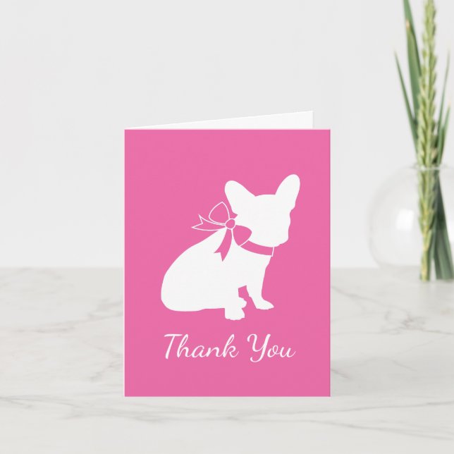 French Bulldog Baby Shower Frenchy Frenchie Pink Thank You Card (Front)