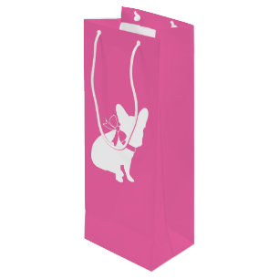 French Bulldog Baby Shower Frenchy Frenchie Pink Wine Gift Bag