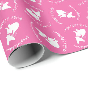 French Bulldog Baby Shower Frenchy Frenchie Pink Wrapping Paper