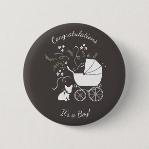French Bulldog Baby Shower Grey 6 Cm Round Badge