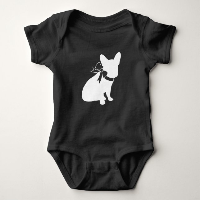 French Bulldog Baby Shower Grey Bodysuit (Front)