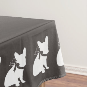 French Bulldog Baby Shower Grey Tablecloth