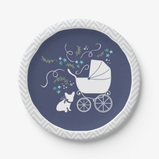 French Bulldog Baby Shower Plate Design 2