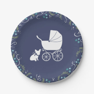 French Bulldog Baby Shower Plate Design 3