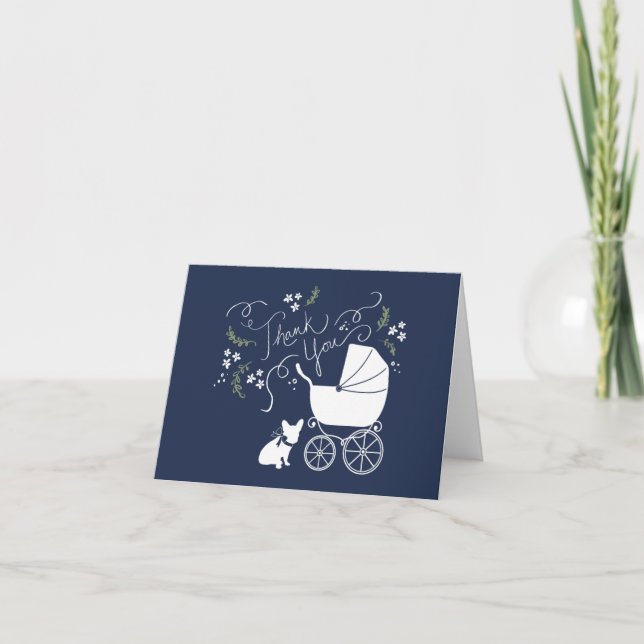 French Bulldog Baby Shower Thank You Cards (Front)