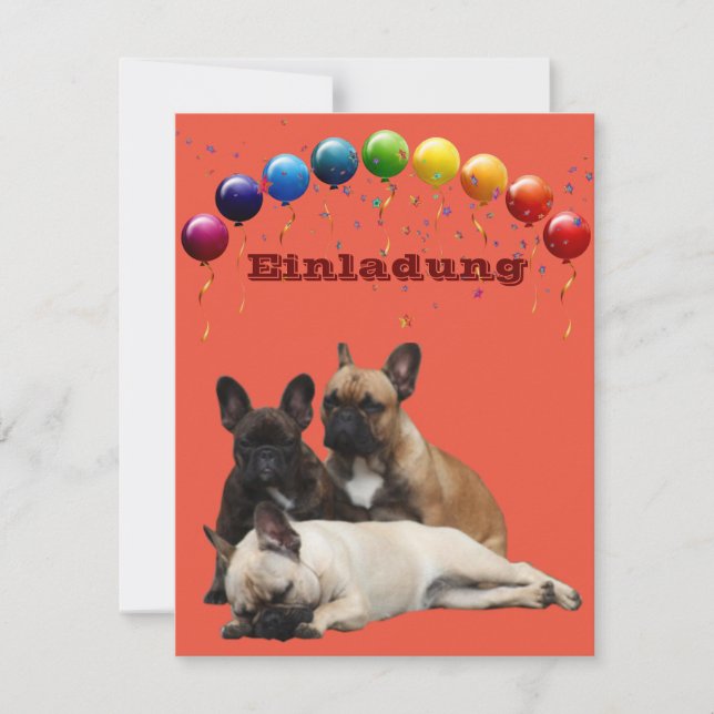 French Bulldog Balloon French Bulldog Invitation (Front)