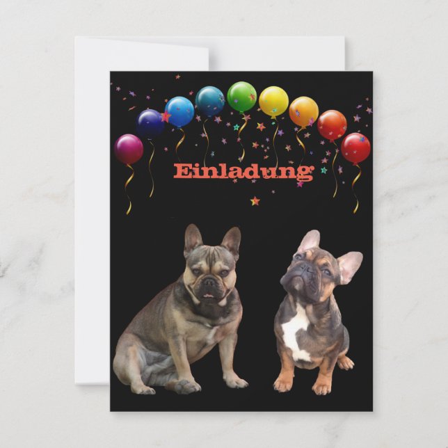 French Bulldog Balloon French Bulldog Invitation (Front)